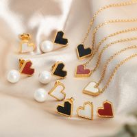 Lady Heart Shape 18K Gold Plated Arylic Titanium Steel Wholesale Jewelry Set main image 3