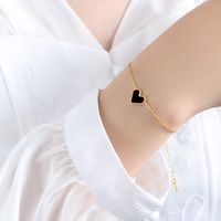 Lady Heart Shape 18K Gold Plated Arylic Titanium Steel Wholesale Jewelry Set sku image 8