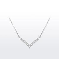 Sterling Silver Simple Style Inlaid Zircon V Shape Pendant Necklace sku image 1