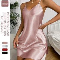 Home Sexy Solid Color Imitated Silk Polyester Pajama Sets main image 6