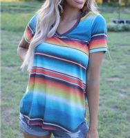 Women's T-shirt Short Sleeve T-Shirts Printing Patchwork Streetwear Stripe main image 1