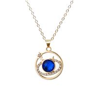 Europe And America Cross Border Blue Star Planet Necklace New Creative And Elegant All-match Rhinestone Clavicle Chain Pendant Wholesale main image 1