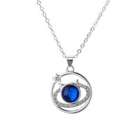 Europe And America Cross Border Blue Star Planet Necklace New Creative And Elegant All-match Rhinestone Clavicle Chain Pendant Wholesale sku image 1
