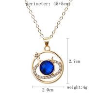 Europe And America Cross Border Blue Star Planet Necklace New Creative And Elegant All-match Rhinestone Clavicle Chain Pendant Wholesale main image 8