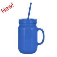 European And American Solid Color Plastic Coctail Glass With Handle Wholesale Double Layer Plastic Mason Bottle Daily Tumbler With Straw sku image 17