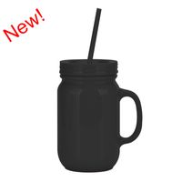 European And American Solid Color Plastic Coctail Glass With Handle Wholesale Double Layer Plastic Mason Bottle Daily Tumbler With Straw sku image 20
