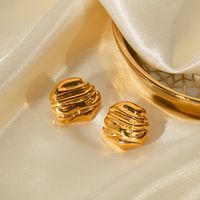 1 Pair Retro Classic Style Solid Color Plating 304 Stainless Steel 18K Gold Plated Ear Studs main image 5