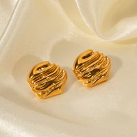 1 Pair Retro Classic Style Solid Color Plating 304 Stainless Steel 18K Gold Plated Ear Studs main image 6