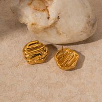 1 Pair Retro Classic Style Solid Color Plating 304 Stainless Steel 18K Gold Plated Ear Studs main image 4