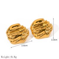 1 Pair Retro Classic Style Solid Color Plating 304 Stainless Steel 18K Gold Plated Ear Studs sku image 2