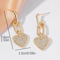 1 Pair Sweet Simple Style Heart Shape Inlay Copper Rhinestones Drop Earrings main image 2
