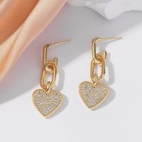 1 Pair Sweet Simple Style Heart Shape Inlay Copper Rhinestones Drop Earrings main image 5