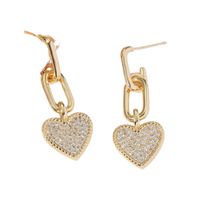 1 Pair Sweet Simple Style Heart Shape Inlay Copper Rhinestones Drop Earrings main image 3