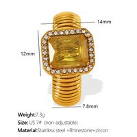Titanium Steel 18K Gold Plated Simple Style Inlay Geometric Rhinestones Zircon Rings sku image 17