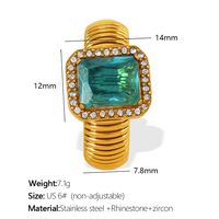 Titanium Steel 18K Gold Plated Simple Style Inlay Geometric Rhinestones Zircon Rings sku image 19