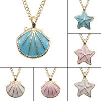 Marine Style Starfish Shell Alloy Enamel Women's Pendant Necklace main image 1