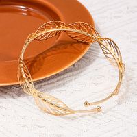 Casual Simple Style Leaves Alloy Plating Hollow Out 14k Gold Plated Women's Arm Bracelet main image 6