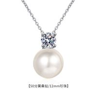 Simple Style Solid Color Sterling Silver Moissanite Pendant Necklace In Bulk sku image 1