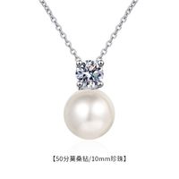 Simple Style Solid Color Sterling Silver Moissanite Pendant Necklace In Bulk sku image 2