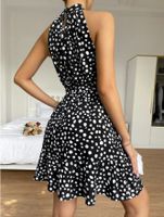 Women's Sheath Dress Elegant High Neck Ruffle Hem Sleeveless Polka Dots Leopard Above Knee Business Daily Date main image 3