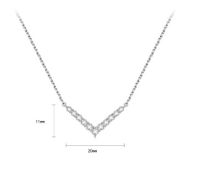Sterling Silver Simple Style Inlaid Zircon V Shape Pendant Necklace main image 2