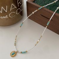 Wholesale Jewelry Retro Ethnic Style Classic Style Eye Beaded Copper Copper Alloy Turquoise Inlay Pendant Necklace Necklace sku image 7