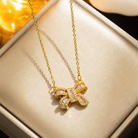Titanium Steel Simple Style Bow Knot Plating Pendant Necklace sku image 1