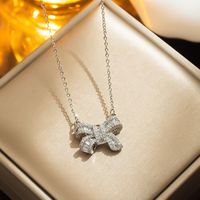 Titanium Steel Simple Style Bow Knot Plating Pendant Necklace sku image 2
