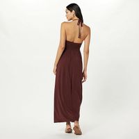Women's Strap Dress Sexy V Neck Ruched Sleeveless Solid Color Maxi Long Dress Banquet Beach Bar main image 4
