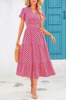 Women's Floral Dress Basic V Neck Pocket Short Sleeve Ditsy Floral Midi Dress Office Daily Date main image 2