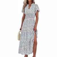 Women's Floral Dress Basic V Neck Pocket Short Sleeve Ditsy Floral Midi Dress Office Daily Date main image 3