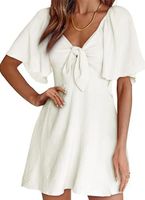 Women's Regular Dress Sexy V Neck Bowknot Short Sleeve Solid Color Above Knee Daily Date main image 9