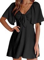 Women's Regular Dress Sexy V Neck Bowknot Short Sleeve Solid Color Above Knee Daily Date main image 5