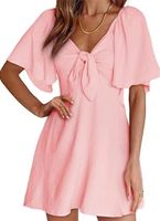 Women's Regular Dress Sexy V Neck Bowknot Short Sleeve Solid Color Above Knee Daily Date main image 6