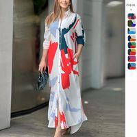 Women's Shirt Dress Casual Turndown Printing Long Sleeve 3D Print Chains Print Maxi Long Dress Daily Street main image 1