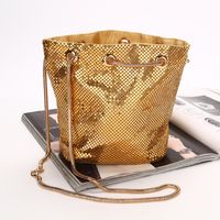 Bolso De Cubo De Bombeo De Lentejuelas De Moda Coreana Creativa Bolso De Noche De Diamantes Bolso De Mensajero De Hombro De Cadena sku image 2