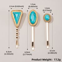 Women's Casual Retro Geometric Alloy Turquoise Plating Hair Clip sku image 1
