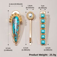 Women's Casual Retro Geometric Alloy Turquoise Plating Hair Clip sku image 4