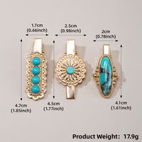 Women's Casual Retro Geometric Alloy Turquoise Plating Hair Clip sku image 2