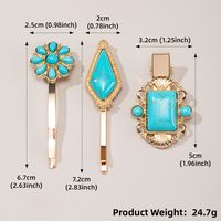 Women's Casual Retro Geometric Alloy Turquoise Plating Hair Clip sku image 3