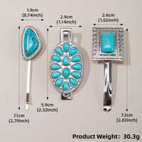 Women's Casual Retro Geometric Alloy Turquoise Plating Hair Clip sku image 5