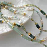 Elegant Retro Geometric Natural Stone Freshwater Pearl Copper Women's Bracelets Necklace main image 5