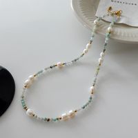 Simple Style Geometric Natural Stone Malachite Freshwater Pearl Necklace In Bulk sku image 6