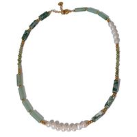 Elegant Retro Geometric Natural Stone Freshwater Pearl Copper Women's Bracelets Necklace main image 2