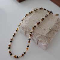 Elegant Retro Geometric Natural Stone Freshwater Pearl Copper Women's Bracelets Necklace sku image 18