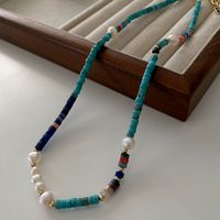 Simple Style Geometric Natural Stone Malachite Freshwater Pearl Necklace In Bulk sku image 4