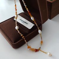 Elegant Retro Geometric Natural Stone Freshwater Pearl Copper Women's Bracelets Necklace sku image 45