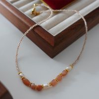 Elegant Retro Geometric Natural Stone Freshwater Pearl Copper Women's Bracelets Necklace sku image 29