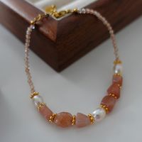 Elegant Retro Geometric Natural Stone Freshwater Pearl Copper Women's Bracelets Necklace sku image 8