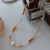 Elegant Retro Geometric Natural Stone Freshwater Pearl Copper Women's Bracelets Necklace sku image 43